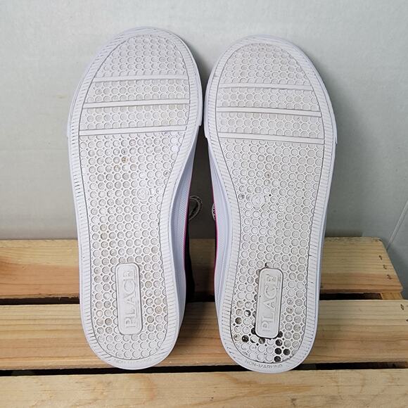 Children's Place Girls Black Hi-Tops Canvas Shoes "Smile" - Size 3 - Picture 5 of 6